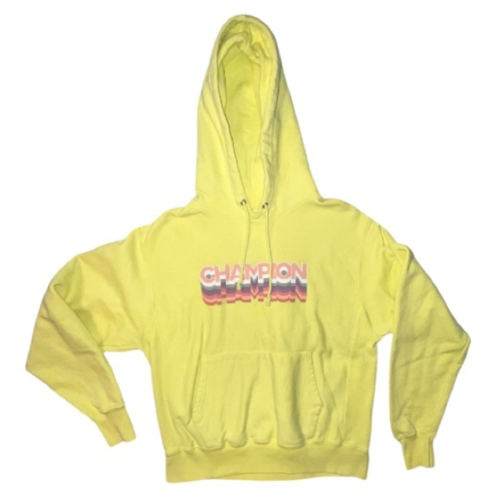 Champion Reverse Weave Hooded Pullover Sweatshirt Logo On Front Unisex Size M
